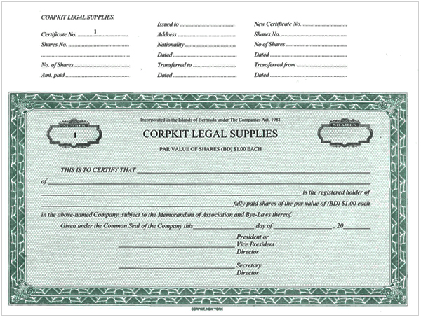 Bermuda Certificate