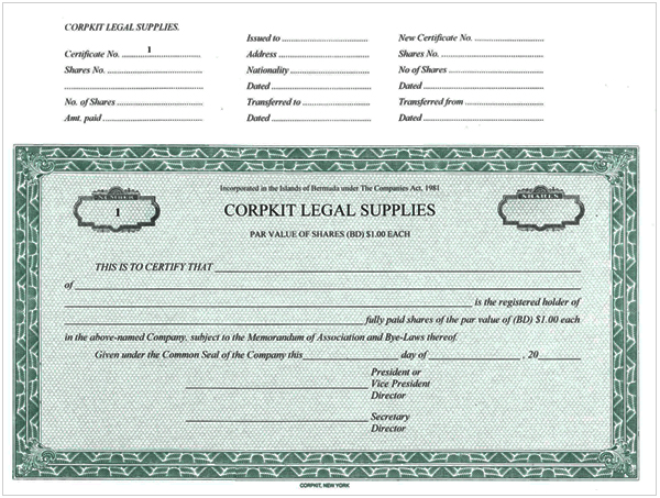 Bermuda Certificate