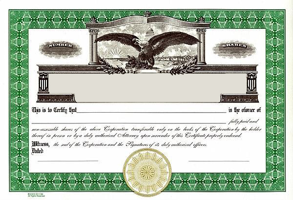 stock certificate template