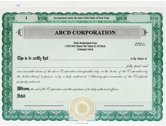 exhibitindexescom Corporate Stock Certificate