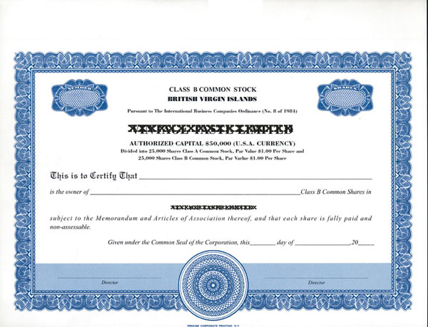 blank stock certificates