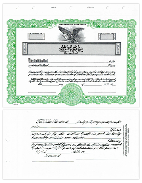 stock certificate template