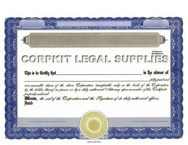 blue standard stock certificate