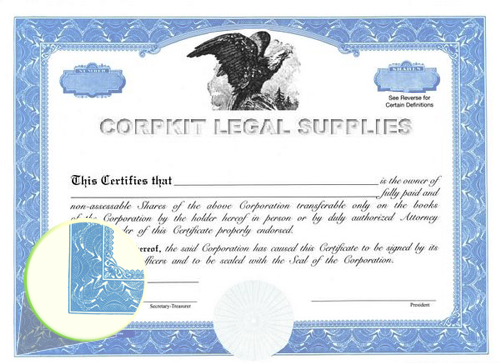 blue standard stock certificate